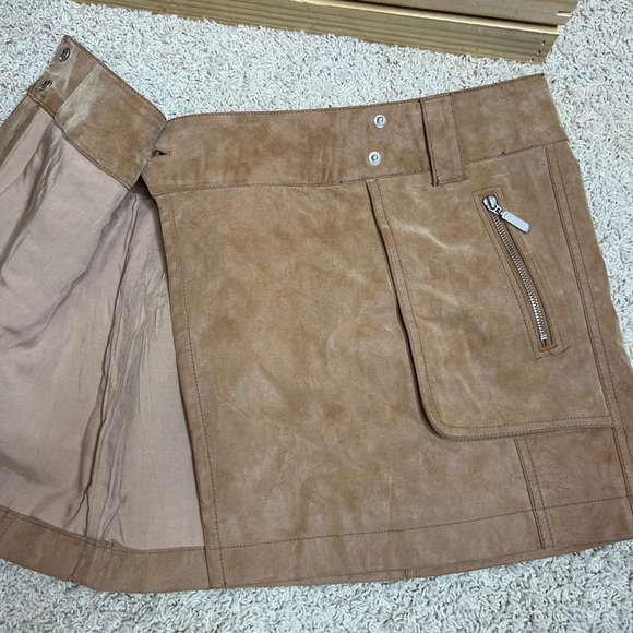 Free People Women Camel Brown Skirt Carson Utility Faux Wrap Style US 2 - Picture 9 of 11